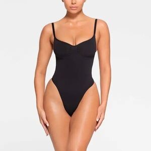 Skims Sculpting Petite Brief Bodysuit in Onyx